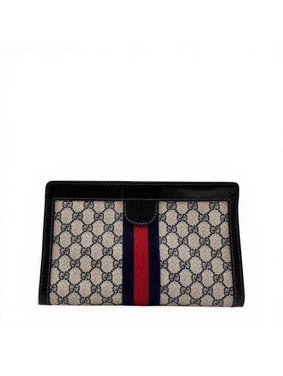 Other - Gucci Vintage GG Supreme Web Clutch Pouch Bag Navy Red